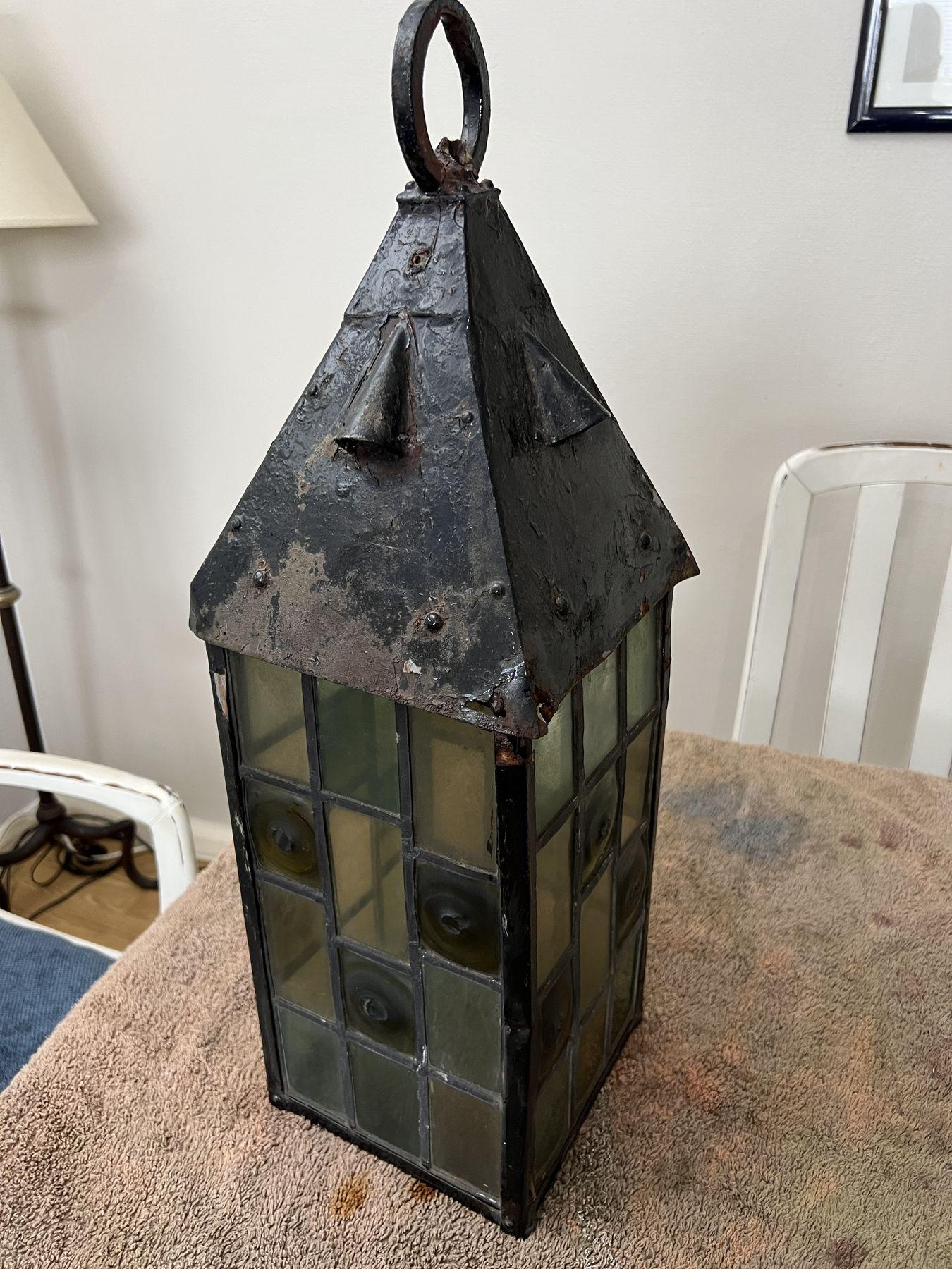 Leaded glass lantern — before restoration