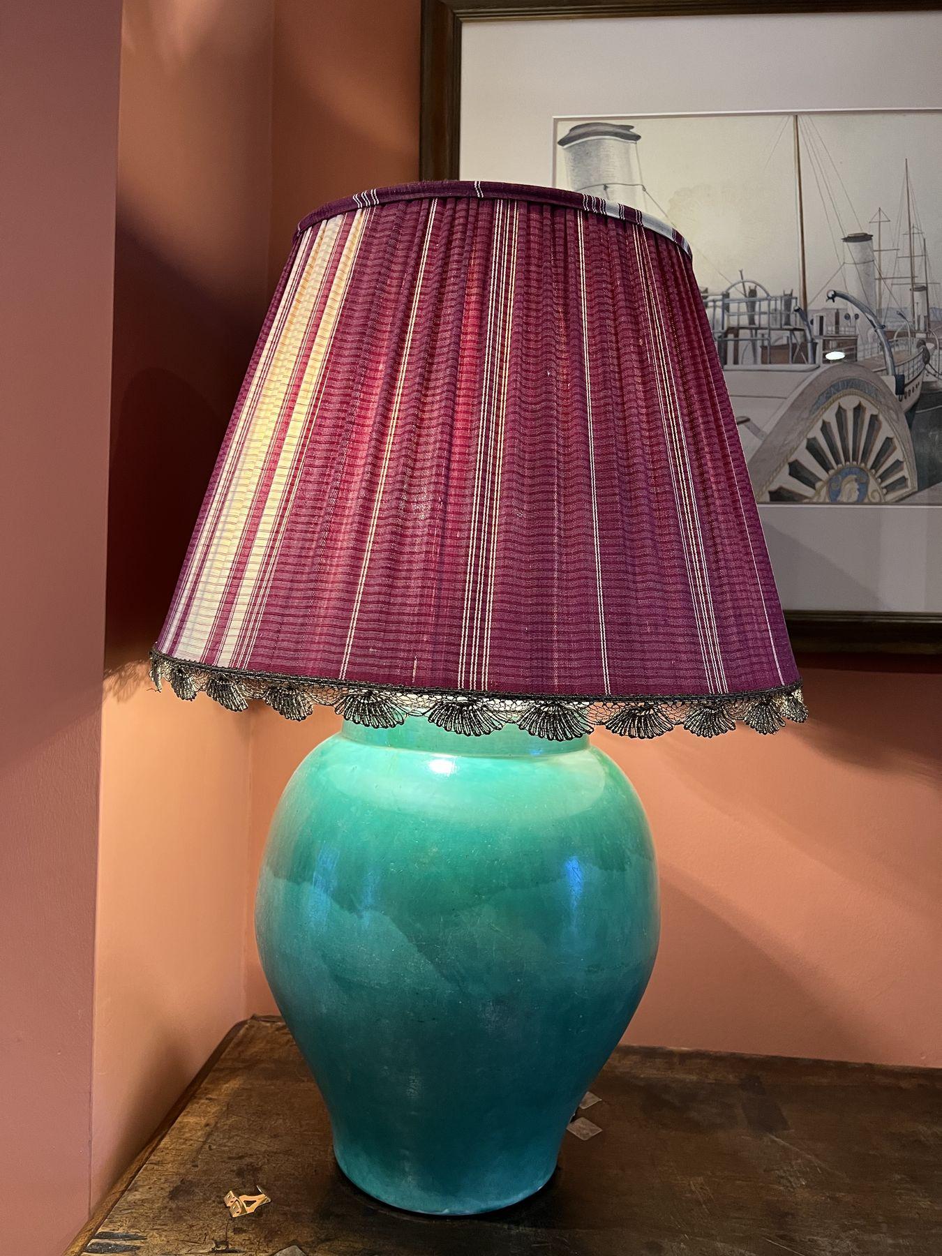Turquoise glazed table lamp